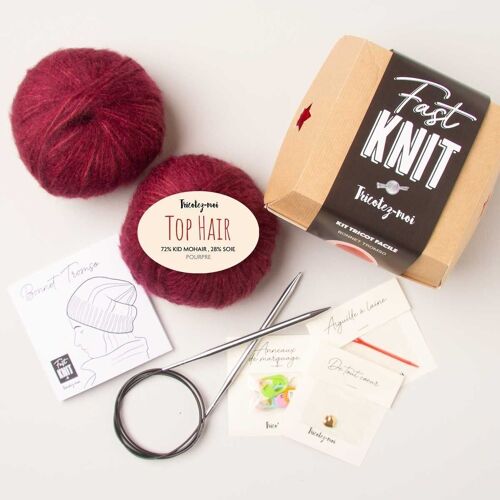 Fast Knit Bonnet Tromso pourpre