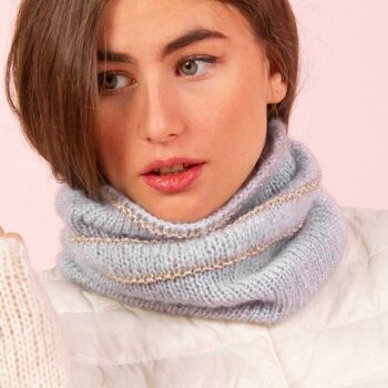 Fast Knit Snood Pipper gris perle rose 2