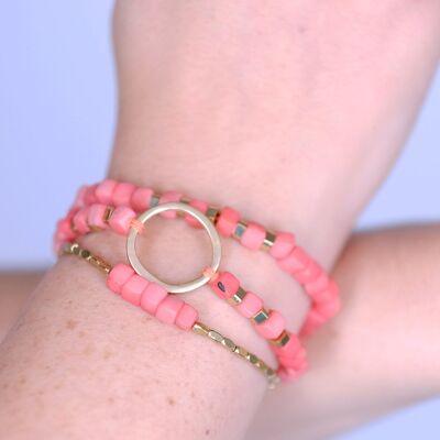 Bracelet Dainty Tagua Triple - Corail