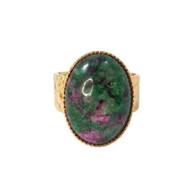 Ovid Stone Ruby Zoisite Gold Plated Ring