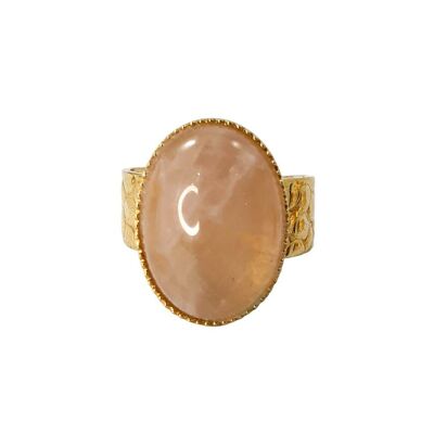 Rose Quartz Ovid Gold Plated Ring