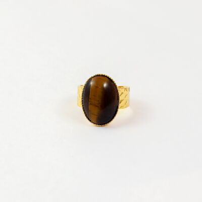 Anello Ovidio Occhio di Tigre Placcato Oro