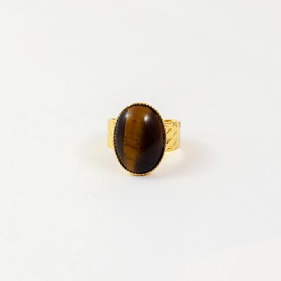 Ovid Tiger Eye Gold Plated Ring