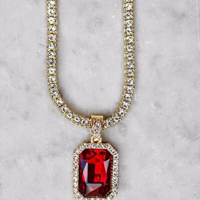 Gold Ruby Tennis Chains - 20 inch