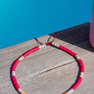 Heishi Necklace STAY WILD bead 6 mm - Red Orange