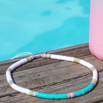 Heishi Necklace STAY WILD bead 6 mm - White turquoise