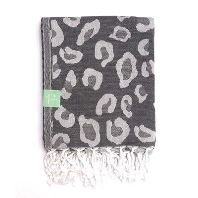 Grey leopard hammam towel