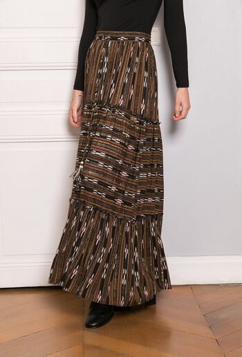 Long skirt printed with LUREX, embroidered with sequins and tightenable with cord 3
