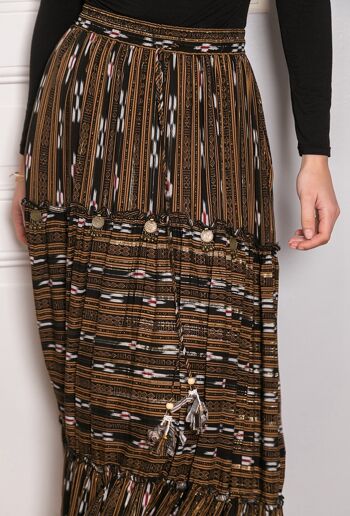 Long skirt printed with LUREX, embroidered with sequins and tightenable with cord 2