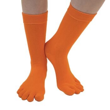 TOETOE® Essential Everyday Chaussettes unisexes mi-mollet à bout uni en coton - Orange 2
