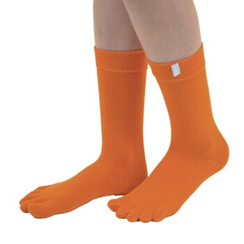 TOETOE® Essential Everyday Chaussettes unisexes mi-mollet à bout uni en coton - Orange 3
