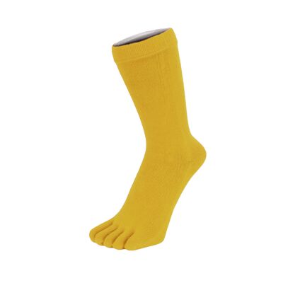 TOETOE® Essential Everyday Unisex Mid-Calf Plain Cotton Toe Socks - Yellow
