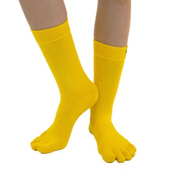 TOETOE® Chaussettes mi-mollet unisexes Essential Everyday à bout uni en coton - Jaune 2