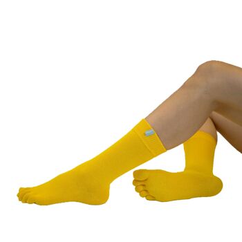 TOETOE® Chaussettes mi-mollet unisexes Essential Everyday à bout uni en coton - Jaune 4