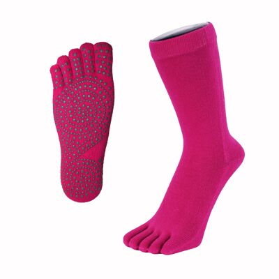 Calze TOETOE® Yoga & Pilates con suola antiscivolo in cotone a metà polpaccio - Fucsia