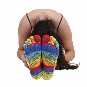 Chaussettes TOETOE® Yoga & Pilates Anti-Slip Sole Trainer Cotton Toe -- Arc-en-ciel 4