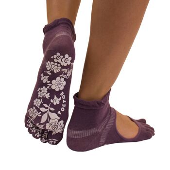 TOETOE® Yoga & Pilates Anti-Slip Sole Serene Ankle Cotton Toe Chaussettes - Lilas 2