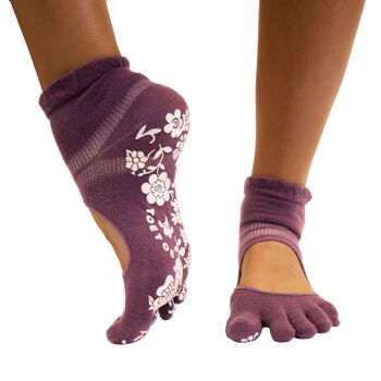 TOETOE® Yoga & Pilates Anti-Slip Sole Serene Ankle Cotton Toe Chaussettes - Lilas 3