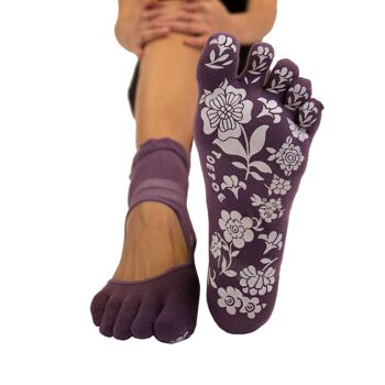 TOETOE® Yoga & Pilates Anti-Slip Sole Serene Ankle Cotton Toe Chaussettes - Lilas 4