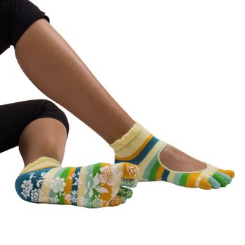 Chaussettes TOETOE® Yoga & Pilates Semelle Antidérapante Sereine Cheville Coton Toe Chaussettes - Jaune 2