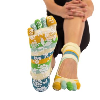 Chaussettes TOETOE® Yoga & Pilates Semelle Antidérapante Sereine Cheville Coton Toe Chaussettes - Jaune 3