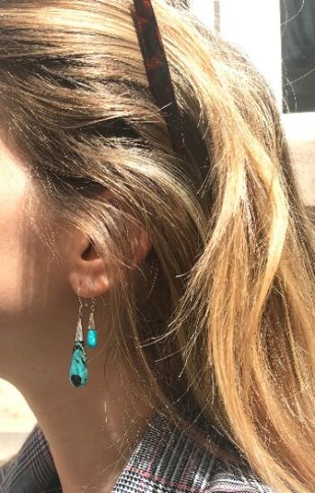 Boucles d'oreilles turquoise goutte et argent 925 3