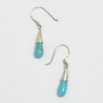 Boucles d'oreilles turquoise goutte et argent 925 2