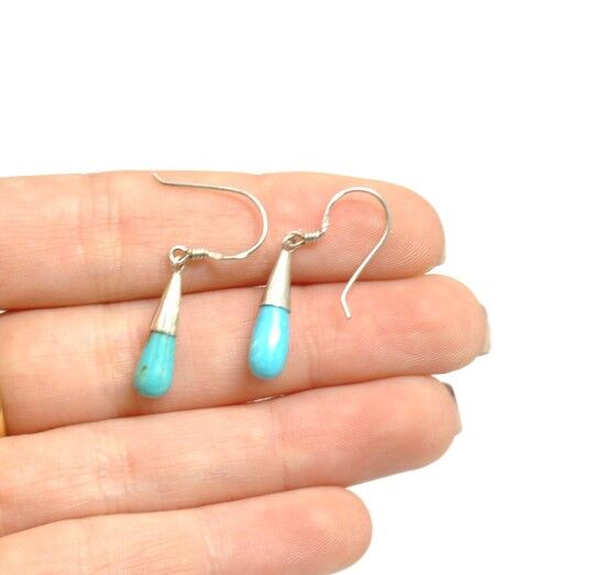 Boucles d'oreilles turquoise goutte et argent 925