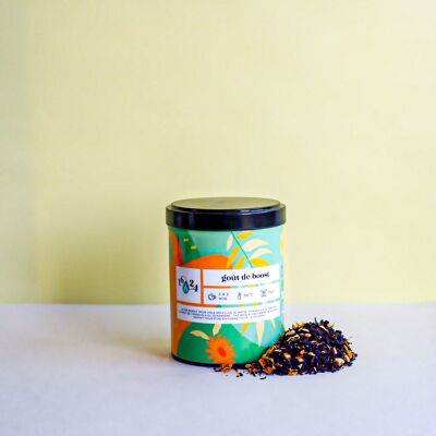 Organic Boost Taste / Tè nero indiano, albicocca allo zenzero - Latta di metallo da 100 g