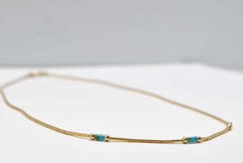 Collier en perles et pierres Turquoise amérindienne 1
