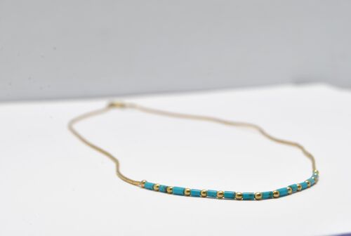 Collier en perles et pierres Turquoise amérindienne
