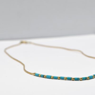 Collier en perles et pierres Turquoise amérindienne