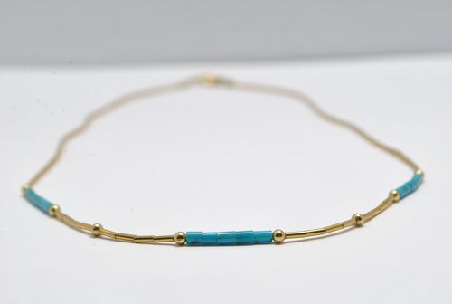 Collier en perles et pierres Turquoise amérindienne