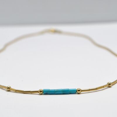 Collier en perles et pierres Turquoise amérindienne