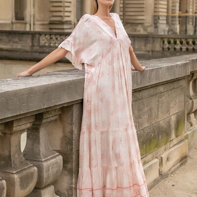 Robe longue à imprime fleurie col V