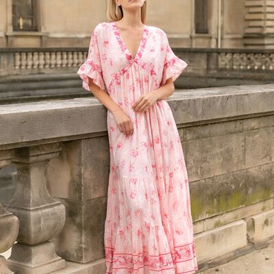 V-neck floral print long dress