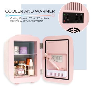 Réfrigérateur portable 4L pour cosmétiques avec fonction chaud et froid rose 8