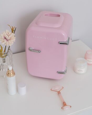 Réfrigérateur portable 4L pour cosmétiques avec fonction chaud et froid rose 2