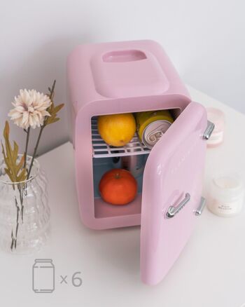 Réfrigérateur portable 4L pour cosmétiques avec fonction chaud et froid rose 6