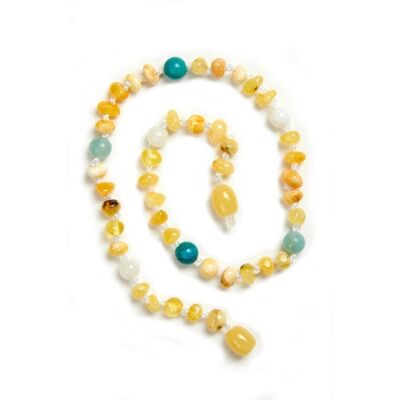 Elsa - Butterscotch Amber & Gemstone Anklet  Necklace - 12 cm / sku247