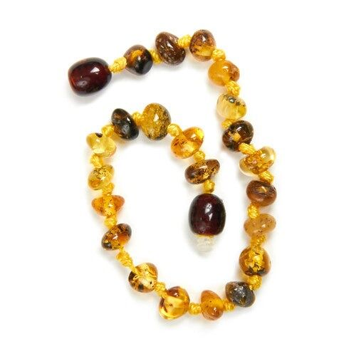 Rare Green Amber Anklet  15 cm - Orange / sku547