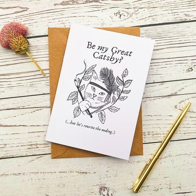 The Great Catsby Literary Cat Valentine's Day Card