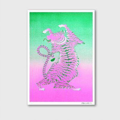Pink standing tiger