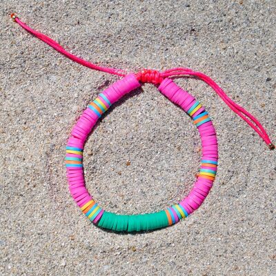 Heishi Bracelet STAY WILD bead 6 mm - Pink