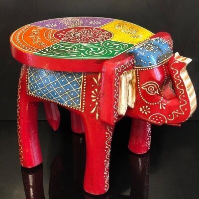 Wooden hand crafted & hand painted beautiful elephant shape decorative stool – 8″ multicolour flower