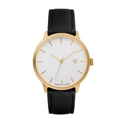 KHORSHID GOLD white/black vegan leather strap