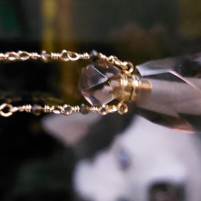 Jewelry Diffuser of Perfume and Essential Oils SAMSARA QUARTZ SMOKED 18 carat gold plated