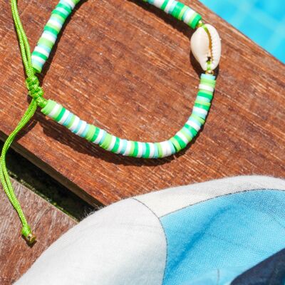 Heishi bracelet SHELL bead 4 mm - Green