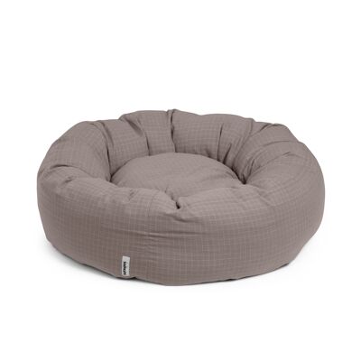 Donut-Bett Karierter dunkler Sand, ø75x20cm