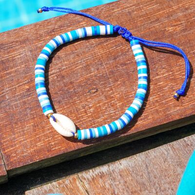 Bracelet Heishi perle COQUILLAGE 4 mm - Bleu